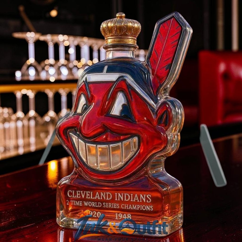 Cleveland Indians Chief Wahoo Champions Whiskey Bottle