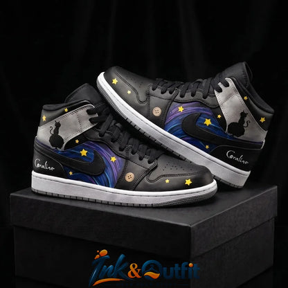 Coraline Black Cat Starry Night Nike Air Jordan 1