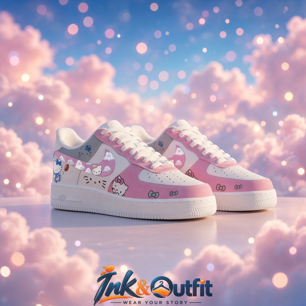 Custom Detroit Lions x Hello Kitty Night 2026 Pink Sneakers  Personalized Name Shoes for Football Fans