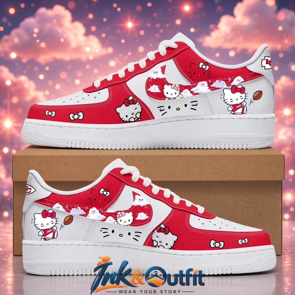 Custom Kansas City Chiefs x Hello Kitty Night 2026 Red Sneakers  Personalized Name Shoes for Football Fans