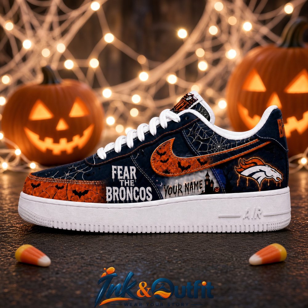 Custom Name Denver Broncos Fear The Broncos Halloween Sneakers