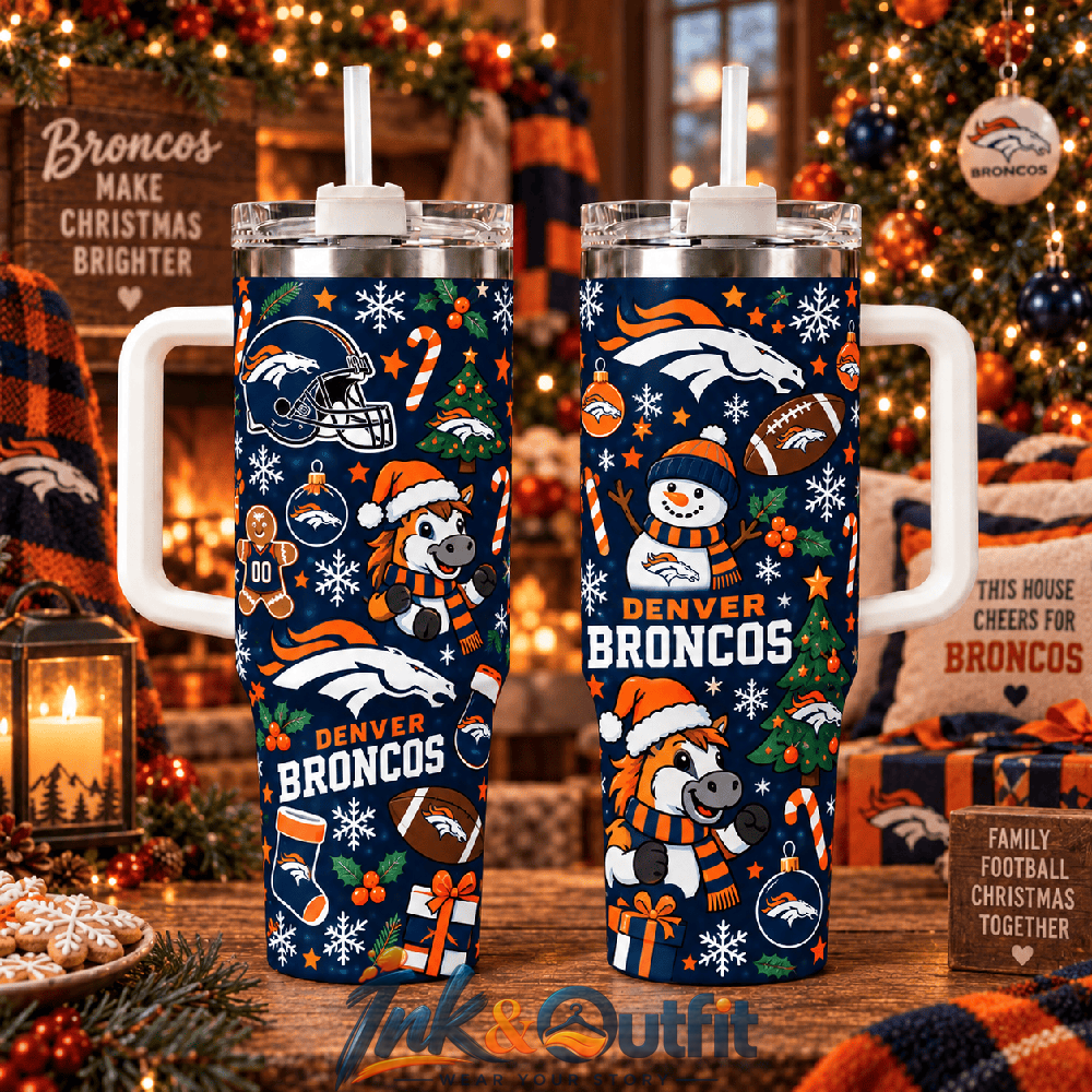 Denver Broncos Christmas Tumbler 40oz With Handle