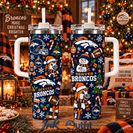 Denver Broncos Christmas Tumbler 40oz With Handle