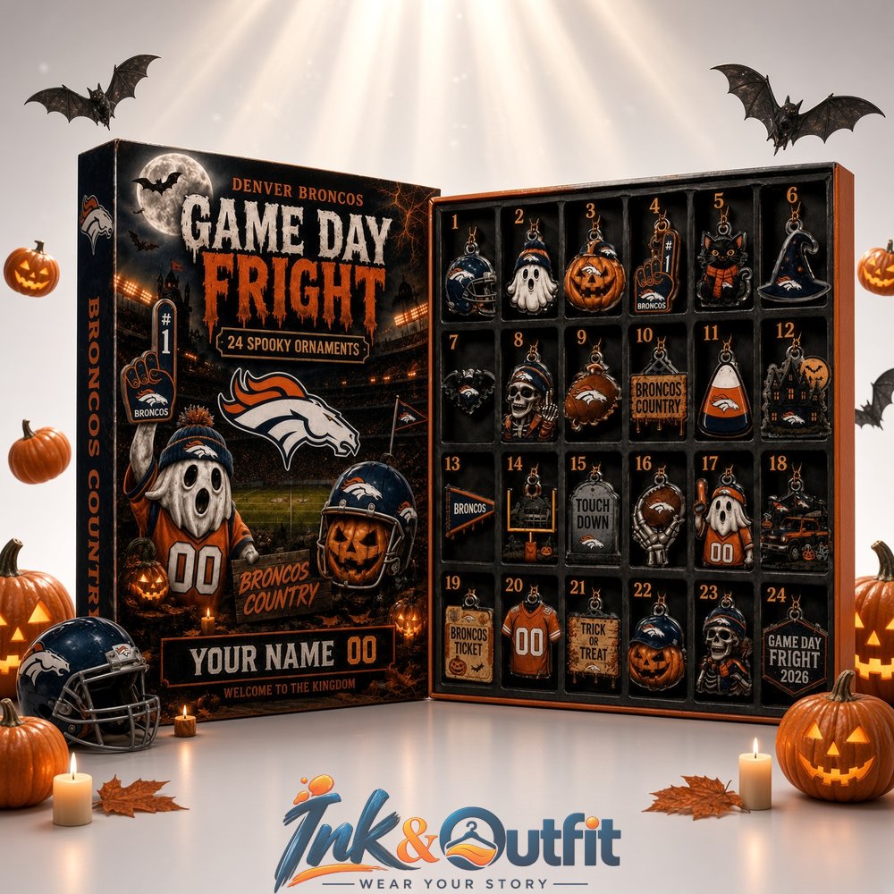 Denver Broncos Halloween Advent Calendar 2026 Game Day Fright 24 Spooky Acrylic Ornaments Countdown Gift Box for Football Fans