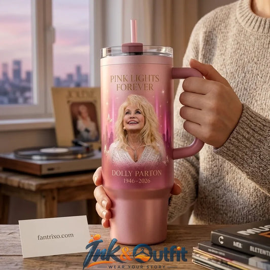 Dolly Parton Pink Lights Forever Tumbler With Handle