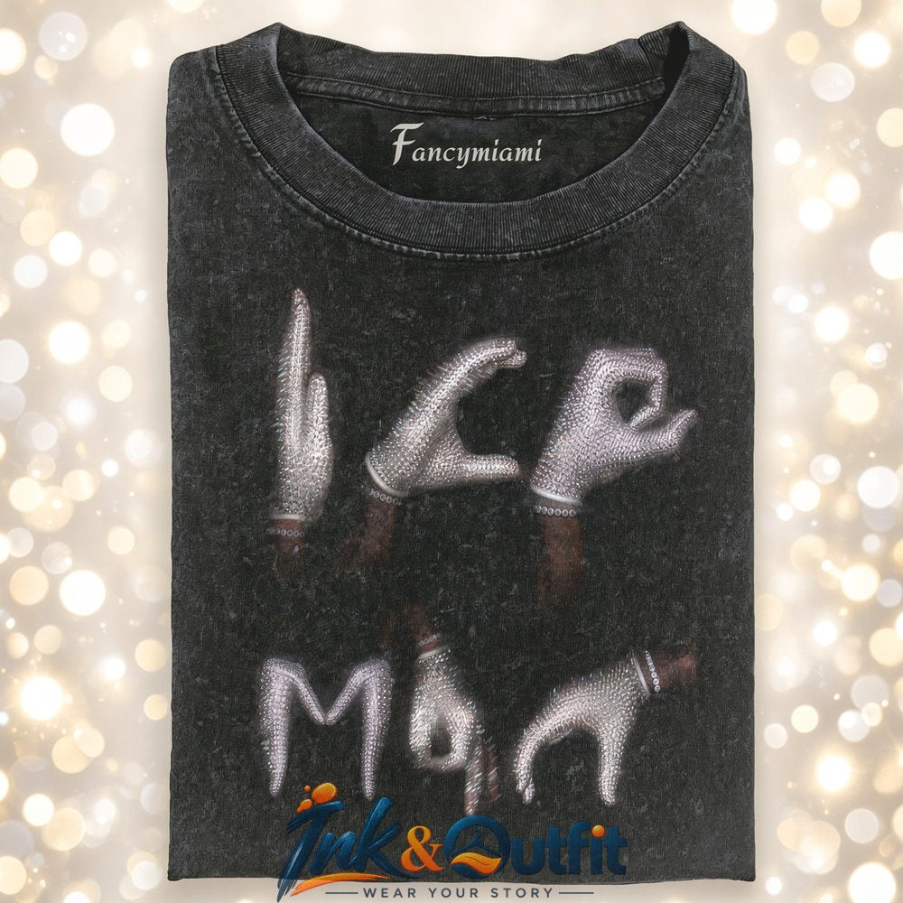 Drake Iceman Rhinestone Hand Signs Shirt