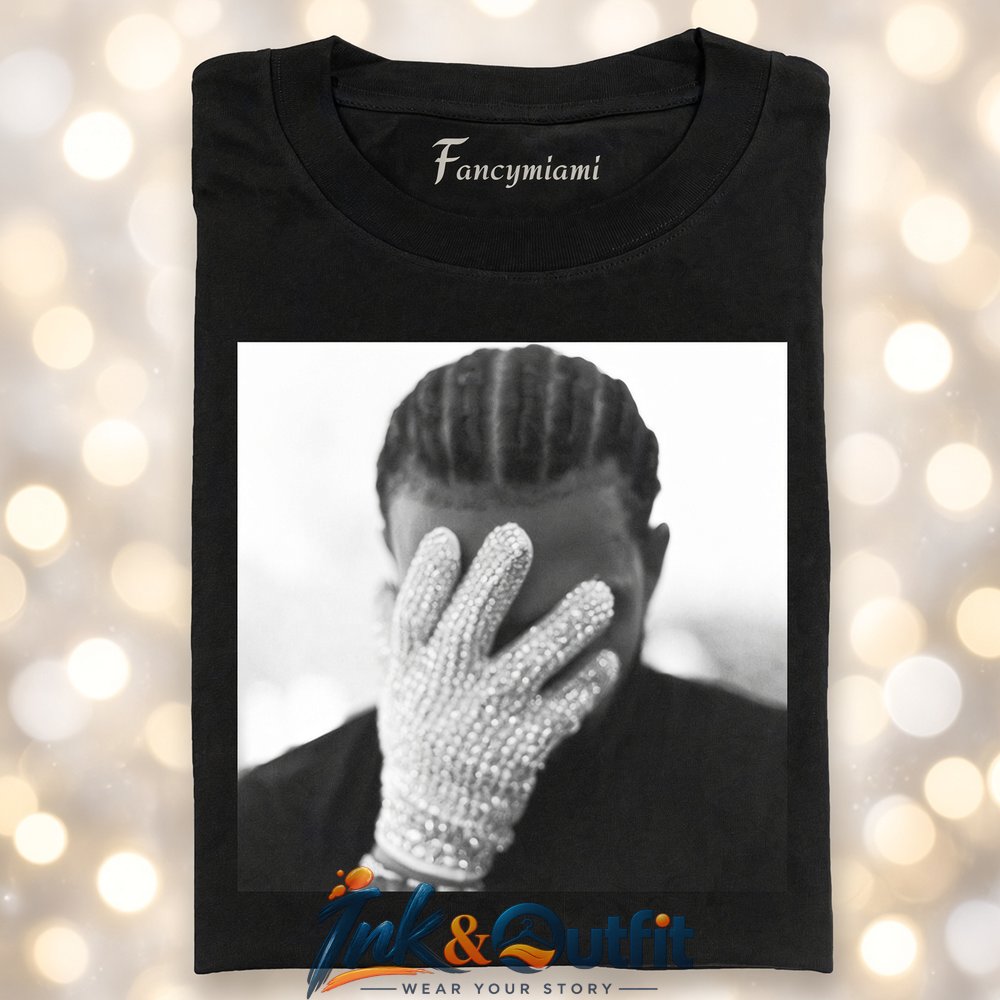 Drake Rhinestone Glove Covering Eye Shirt