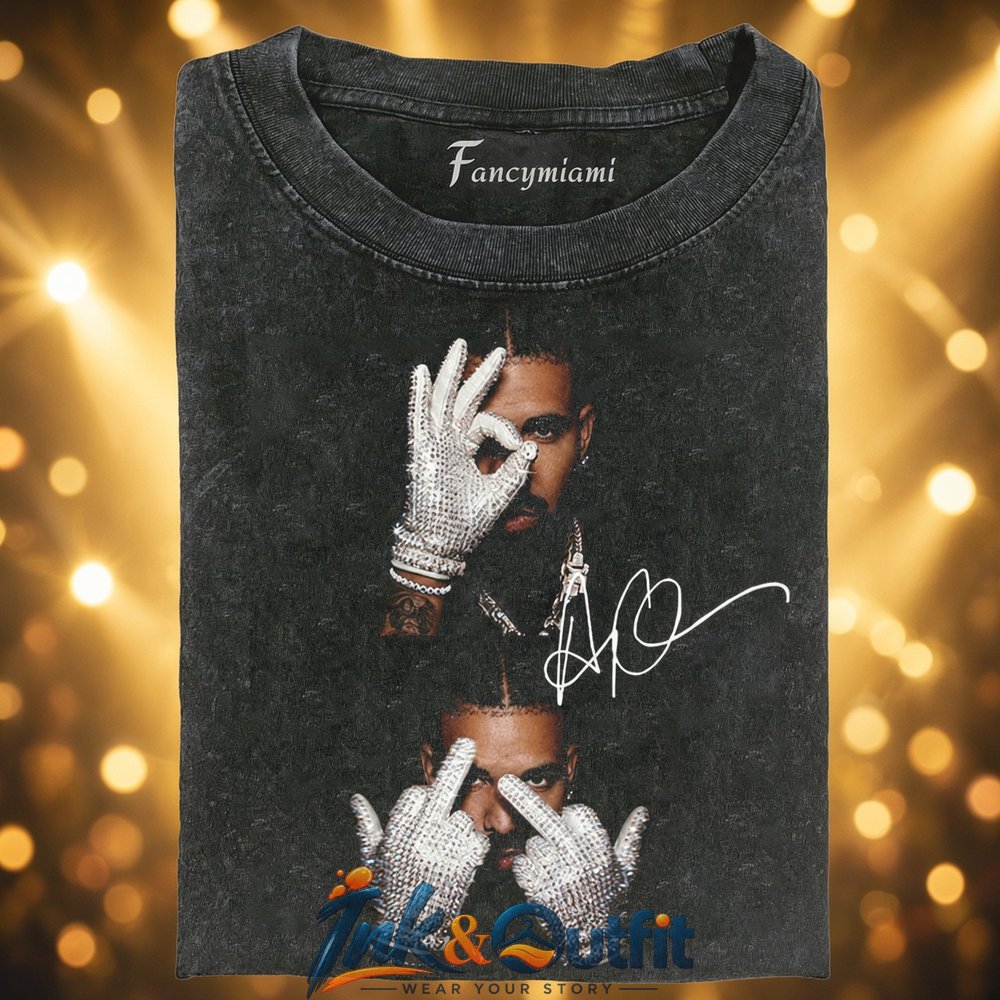 Drake Rhinestone Gloves Double Pose Shirt