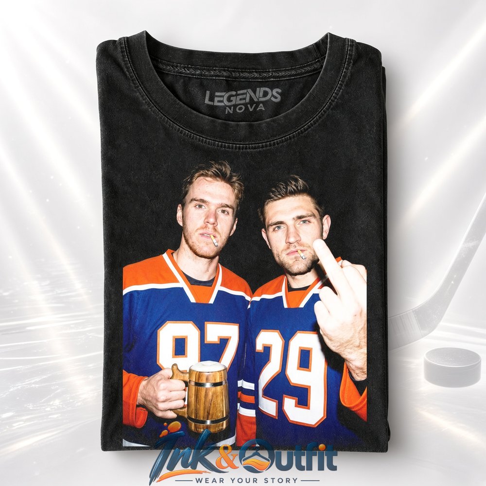 Edmonton Oilers Hockey 97 and 29 Vintage Photo Graphic T Shirt