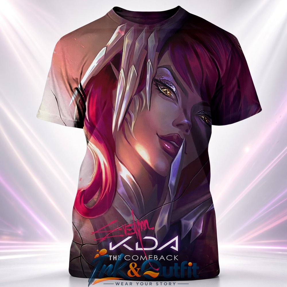 Evelynn KDA The Comeback Arcane League Of Legends Graphic T Shirt Purple Tee