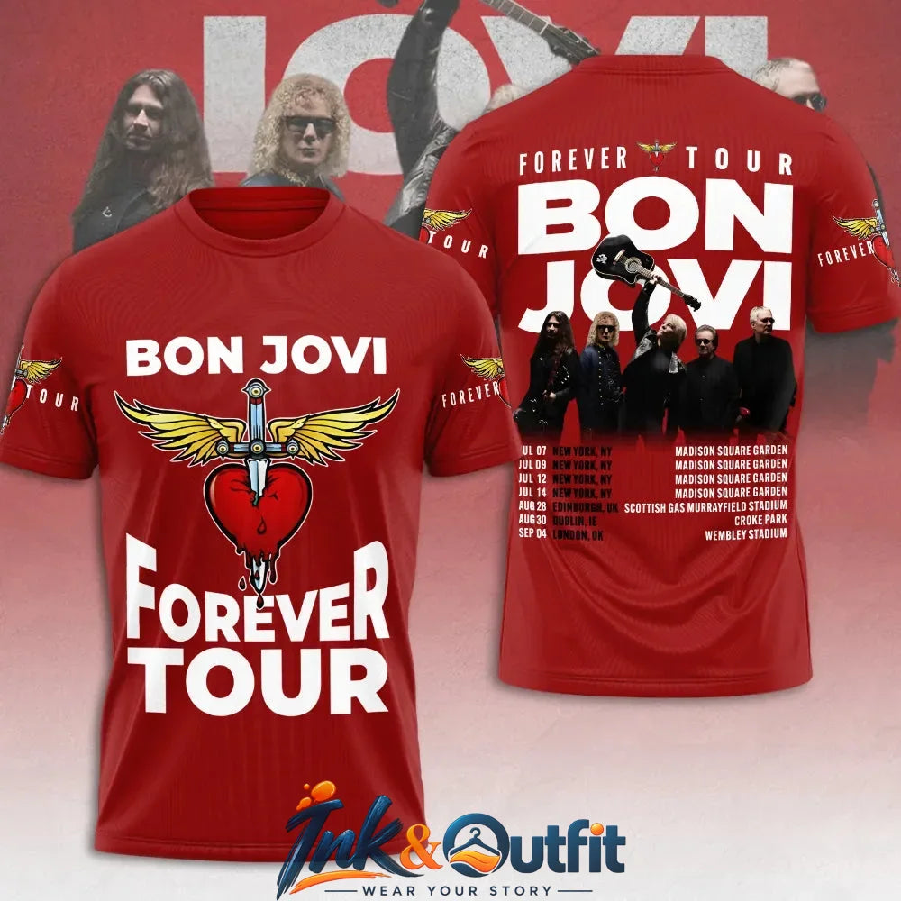 Forever Tour Bon Jovi Red T-Shirt 2026 – Official Dates Edition