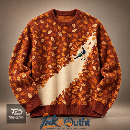 Funny Leaf Blower Autumn Knit Sweater