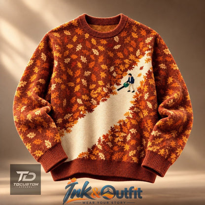 Funny Leaf Blower Autumn Knit Sweater
