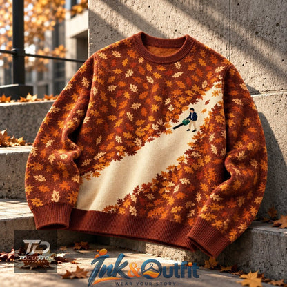 Funny Leaf Blower Autumn Knit Sweater