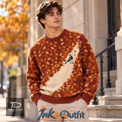 Funny Leaf Blower Autumn Knit Sweater