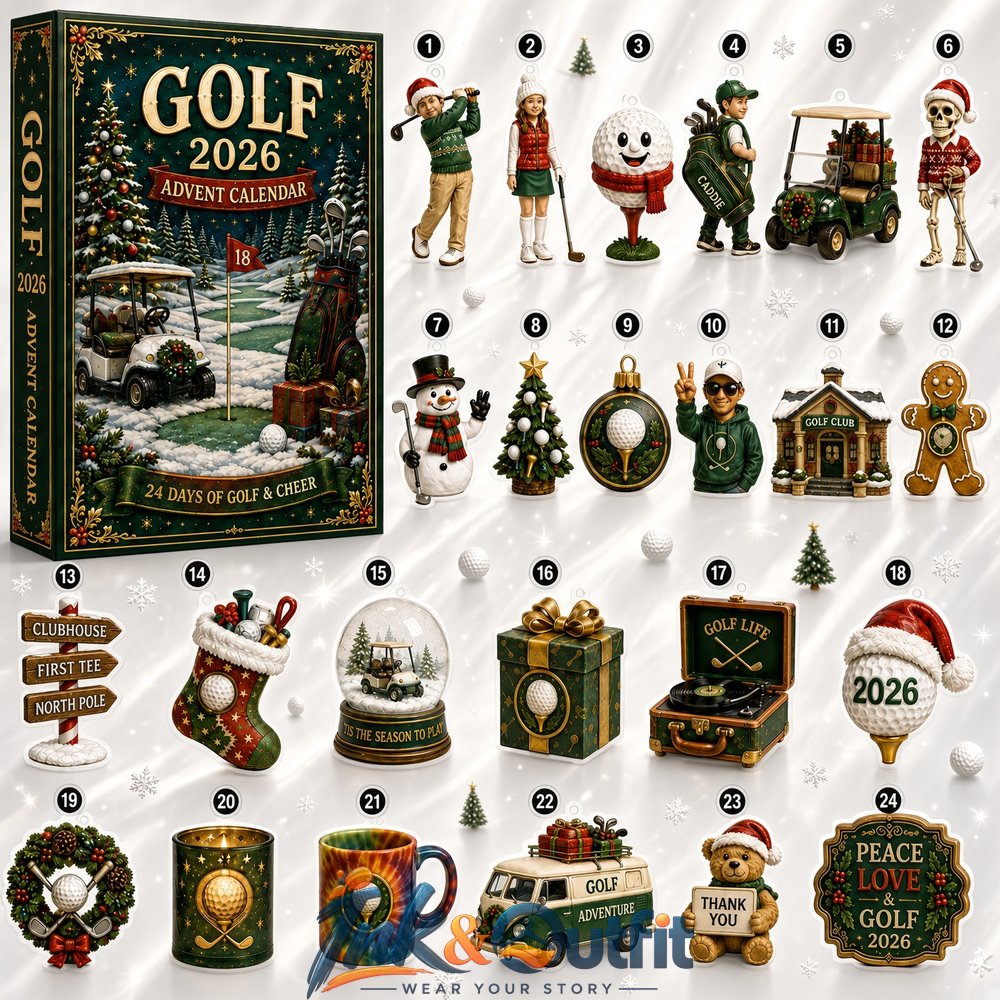 Golf Christmas Advent Calendar 2026 24 Days of Golf Ornaments Holiday Countdown Gift Box for Golf Lovers