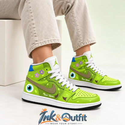 Green Monster Eye High Top Sneakers