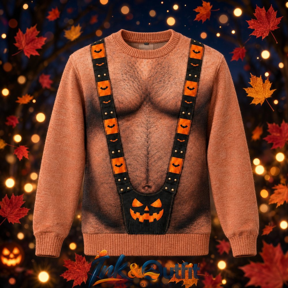 Hairy Chest Halloween Ugly Sweater