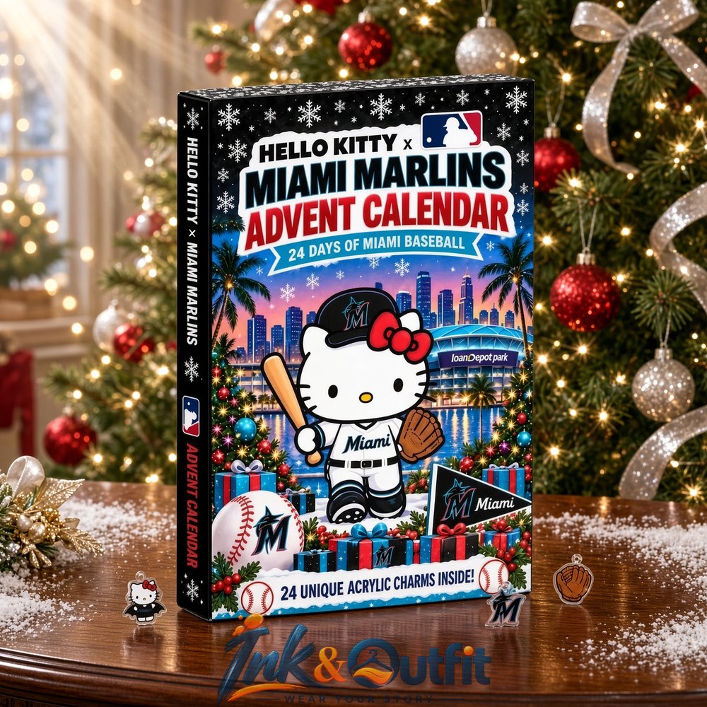 Hello Kitty Miami Marlins MLB Advent Calendar 2026 24 Day Christmas Countdown with Acrylic Charms Baseball Fan Gift