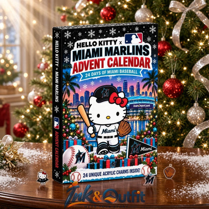 Hello Kitty Miami Marlins MLB Advent Calendar 2026 24 Day Christmas Countdown with Acrylic Charms Baseball Fan Gift
