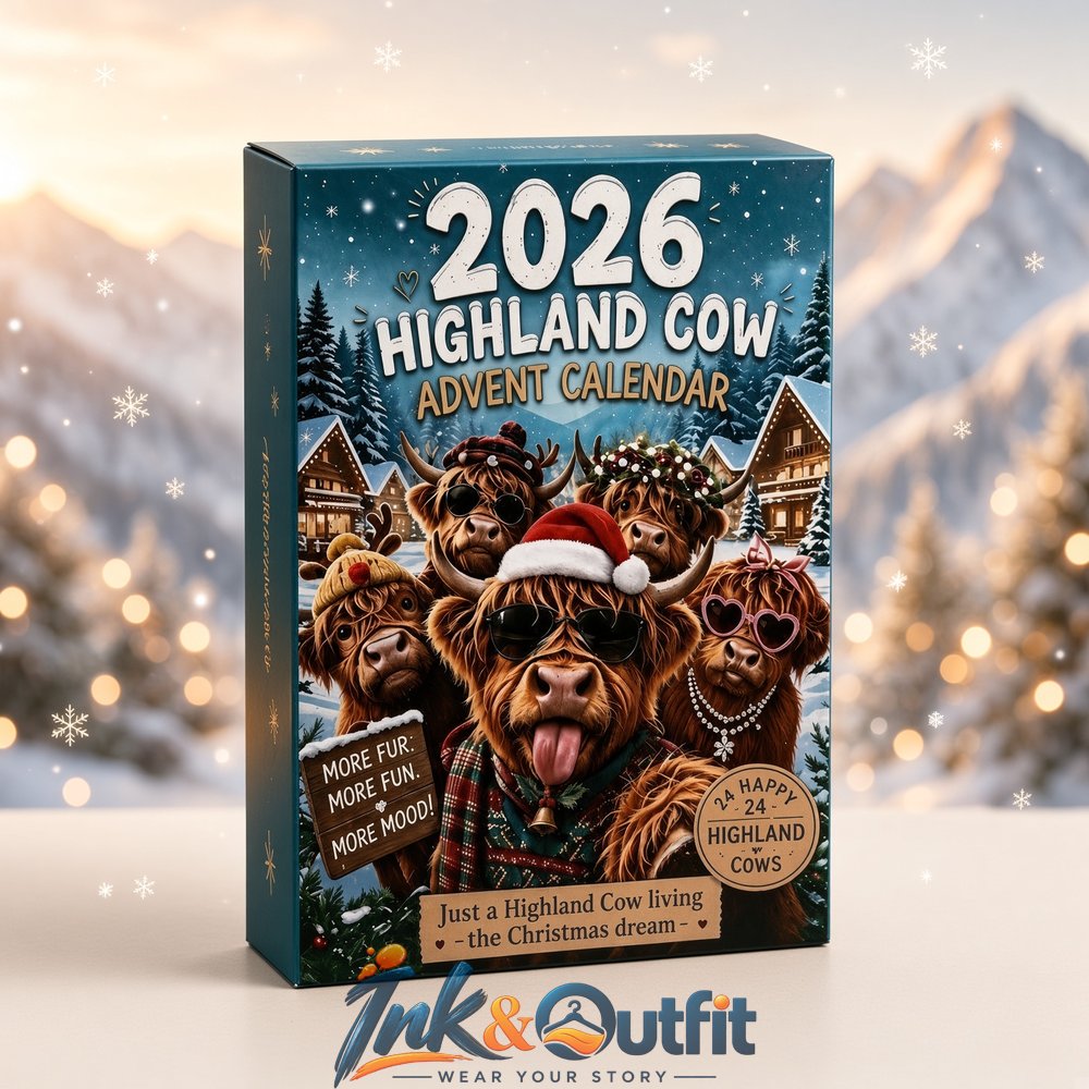 Highland Cow Advent Calendar 2026 24 Days Cute Cow Acrylic Ornaments Christmas Gift