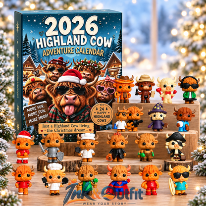 Highland Cow Christmas Advent Calendar 24 Day Countdown Cute Cow Figures Holiday Gift