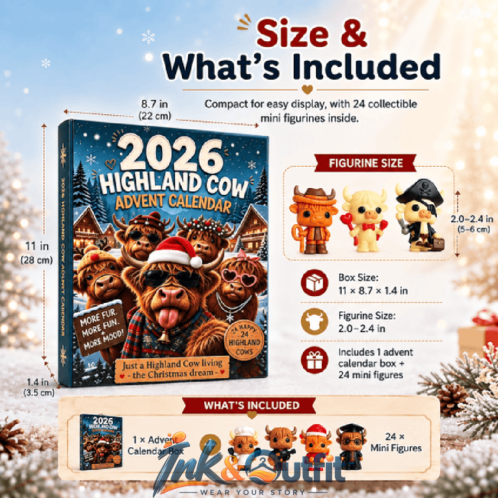 Highland Cow Christmas Advent Calendar 24 Day Countdown Cute Cow Figures Holiday Gift