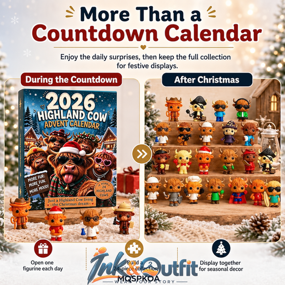 Highland Cow Christmas Advent Calendar 24 Day Countdown Cute Cow Figures Holiday Gift