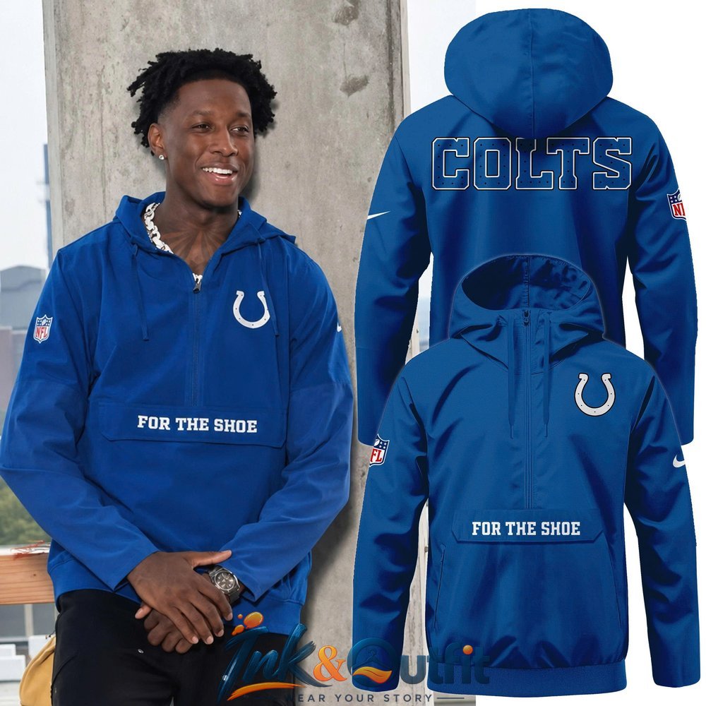 Indianapolis Colts Half Zip Blue Pullover Hoodie
