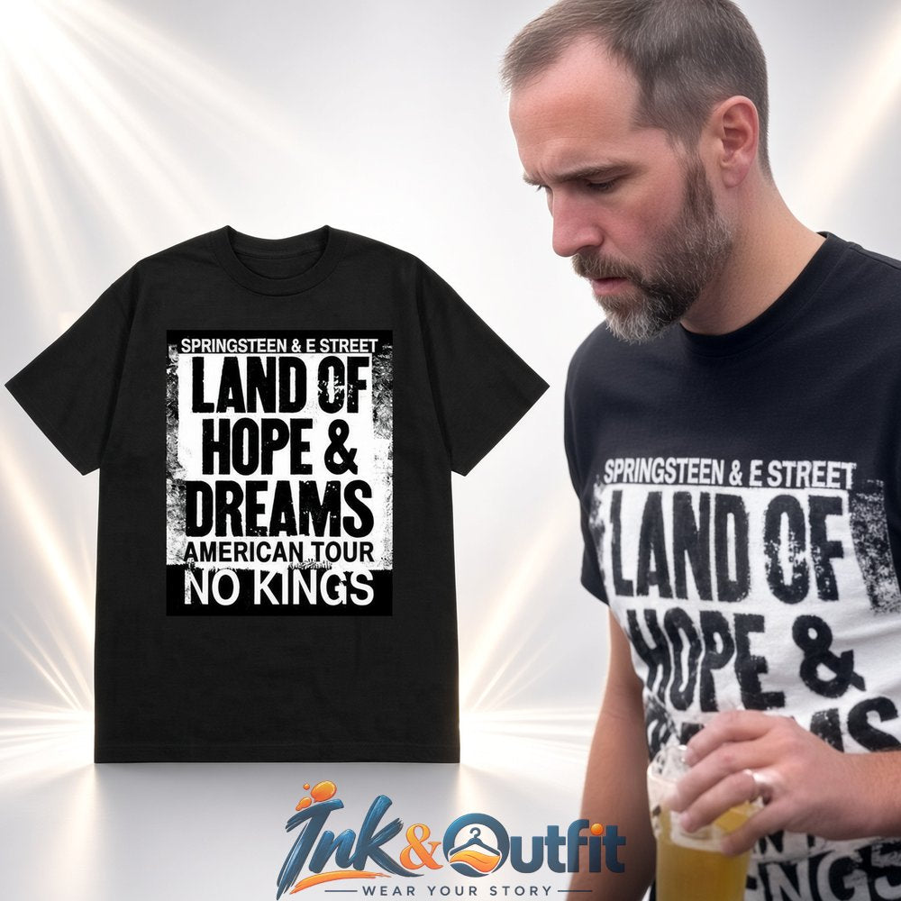Jack Smith 2026 Land Of Hope Dreams No Kings Springsteen E Street Tour T Shirt Black Graphic Tee