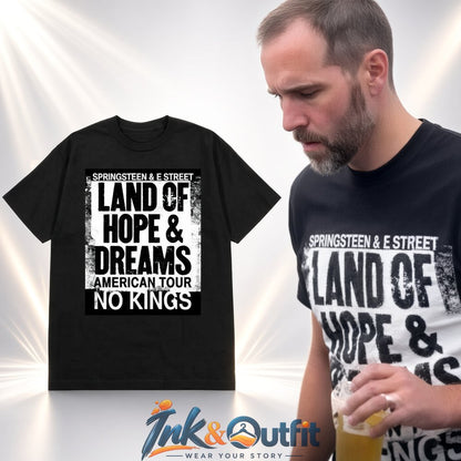 Jack Smith 2026 Land Of Hope Dreams No Kings Springsteen E Street Tour T Shirt Black Graphic Tee
