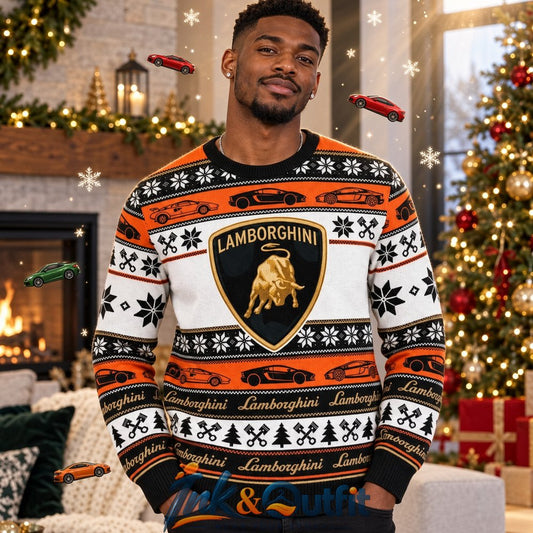 Lamborghini Logo Sports Car Christmas  Ugly Sweater