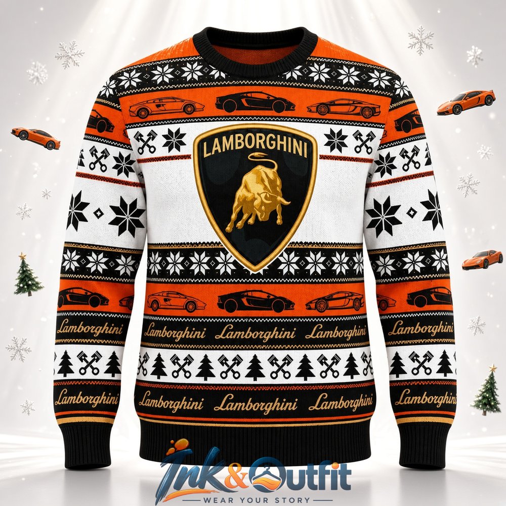 Lamborghini Logo Sports Car Christmas  Ugly Sweater