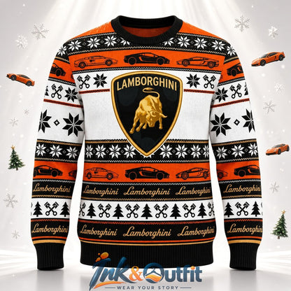 Lamborghini Logo Sports Car Christmas  Ugly Sweater