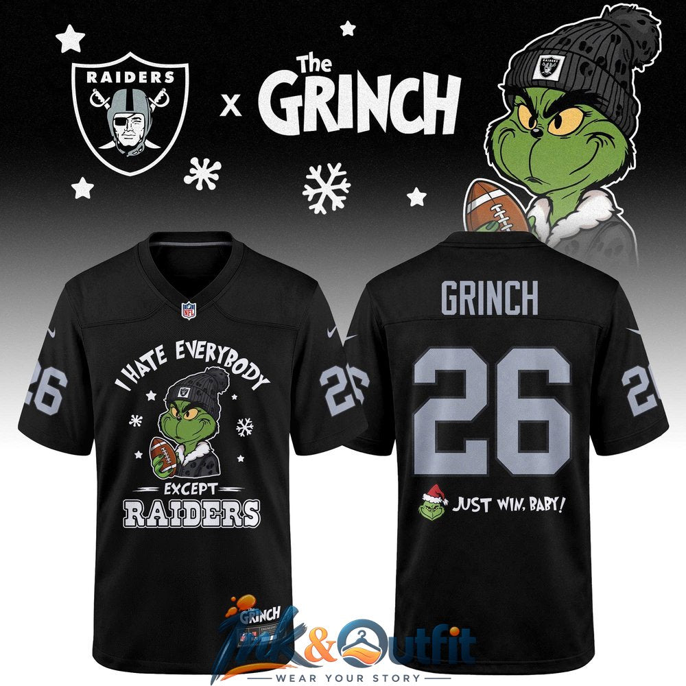 Las Vegas Raiders Grinch Christmas Football Jersey