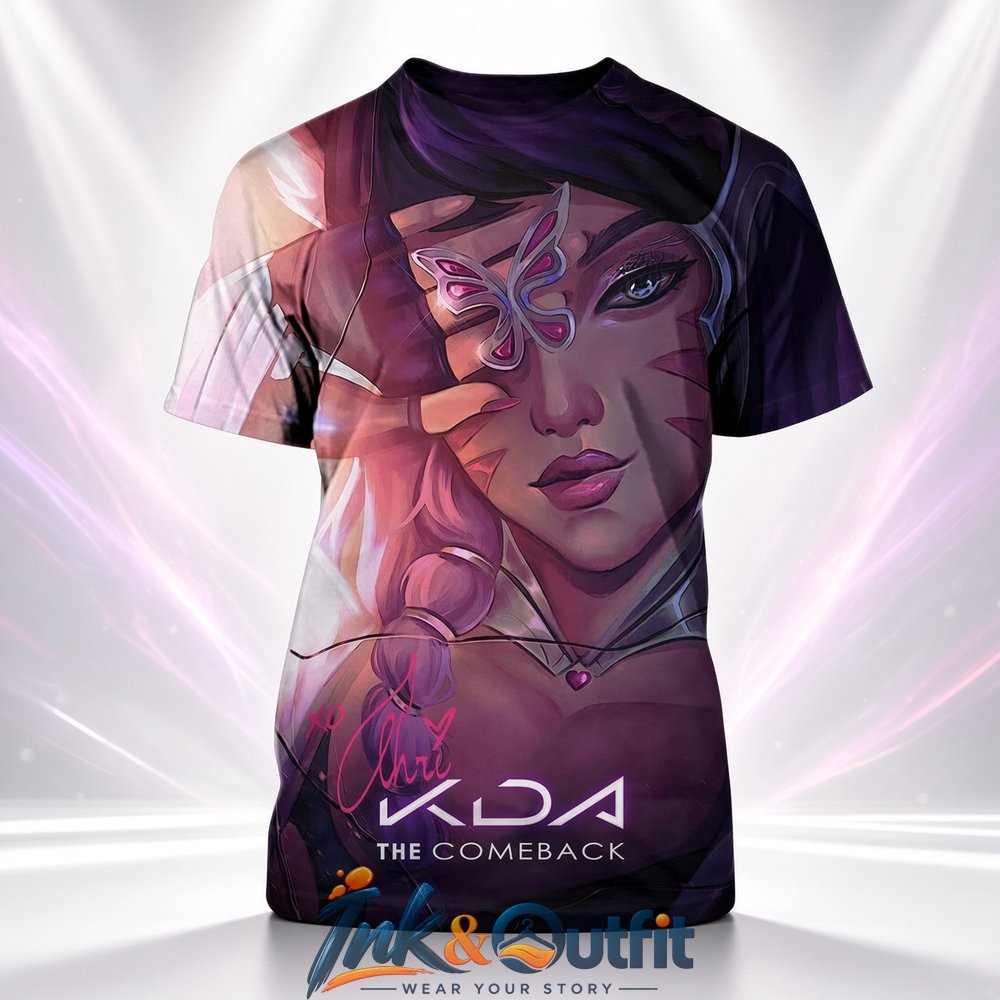 League of Legends KDA Ahri The Comeback Purple Anime 3D T Shirt