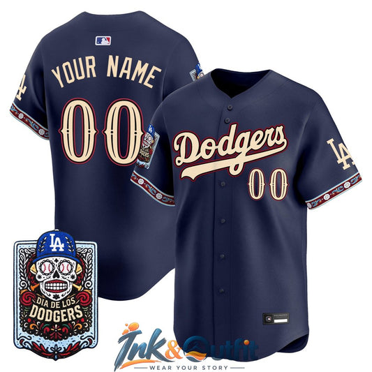 Los Angeles Dodgers Dia de los Muertos Custom Baseball Jersey