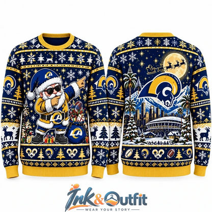 Los Angeles Rams Santa Claus Xmas 2026 Ugly Sweater
