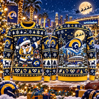 Los Angeles Rams Santa Claus Xmas 2026 Ugly Sweater