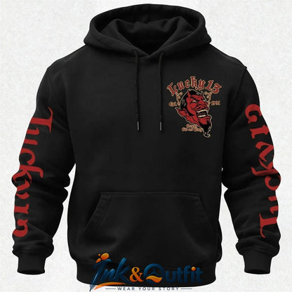 Lucky Thirteen Est Nineteen Ninety One Grease Gas And Hoodie