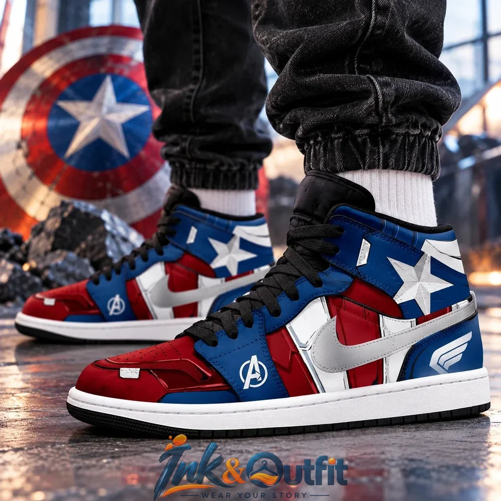 Marvel Captain America Red Blue High Top Sneakers