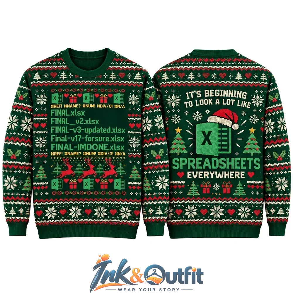 Microsoft Excel Spreadsheet Christmas Ugly Sweater