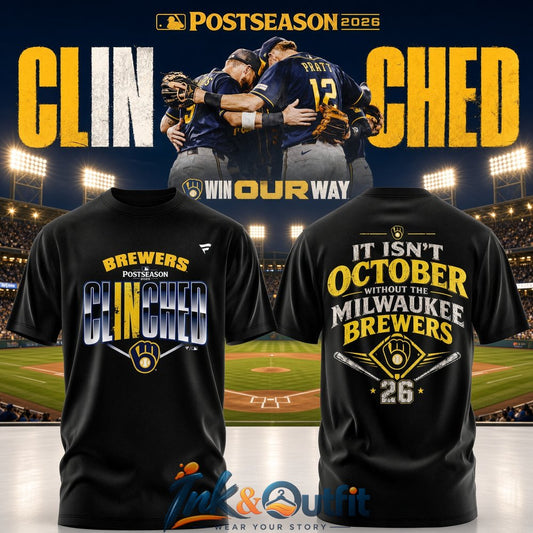 Milwaukee Brewers 2026 Postseason Clinched Black T Shirt