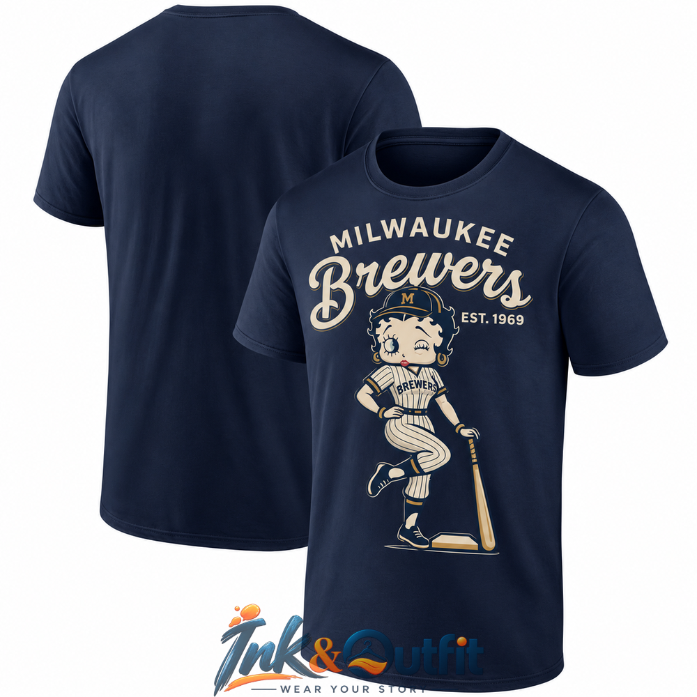 Milwaukee Brewers Baseball Girl One Side T Shirt