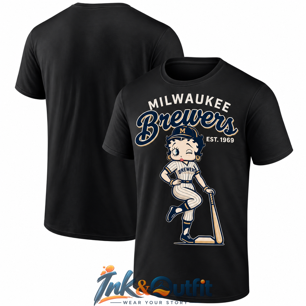 Milwaukee Brewers Baseball Girl One Side T Shirt