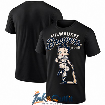 Milwaukee Brewers Baseball Girl One Side T Shirt