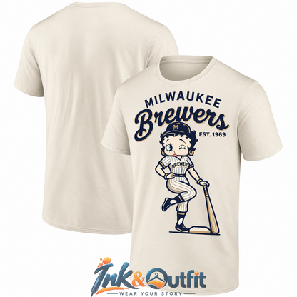 Milwaukee Brewers Baseball Girl One Side T Shirt