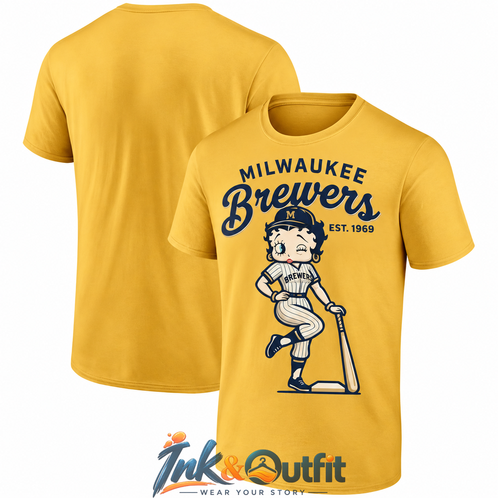 Milwaukee Brewers Baseball Girl One Side T Shirt