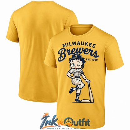 Milwaukee Brewers Baseball Girl One Side T Shirt