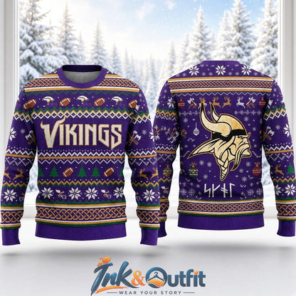 Minnesota Vikings Skol Runes Ugly Sweater 2026